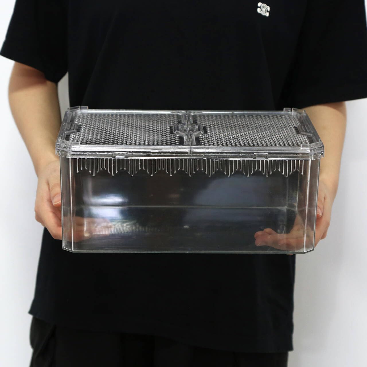 Breathable and Secure Reptile Tank with high Transparency - Ideal Container House for Hermit Crab, Tarantula Enclosure, Turtle Tank or Jumping Spider Habitat (L)