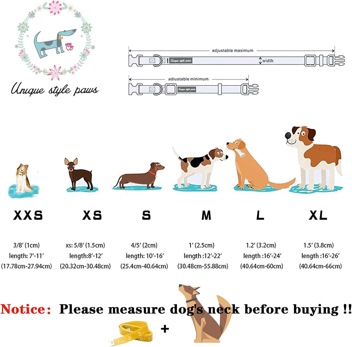 Unique style paws Christmas Dog Collar with Bow Tie Red Elk Cotton Collar Adjustable Puppy Collar for Small Medium Large Dogs-L