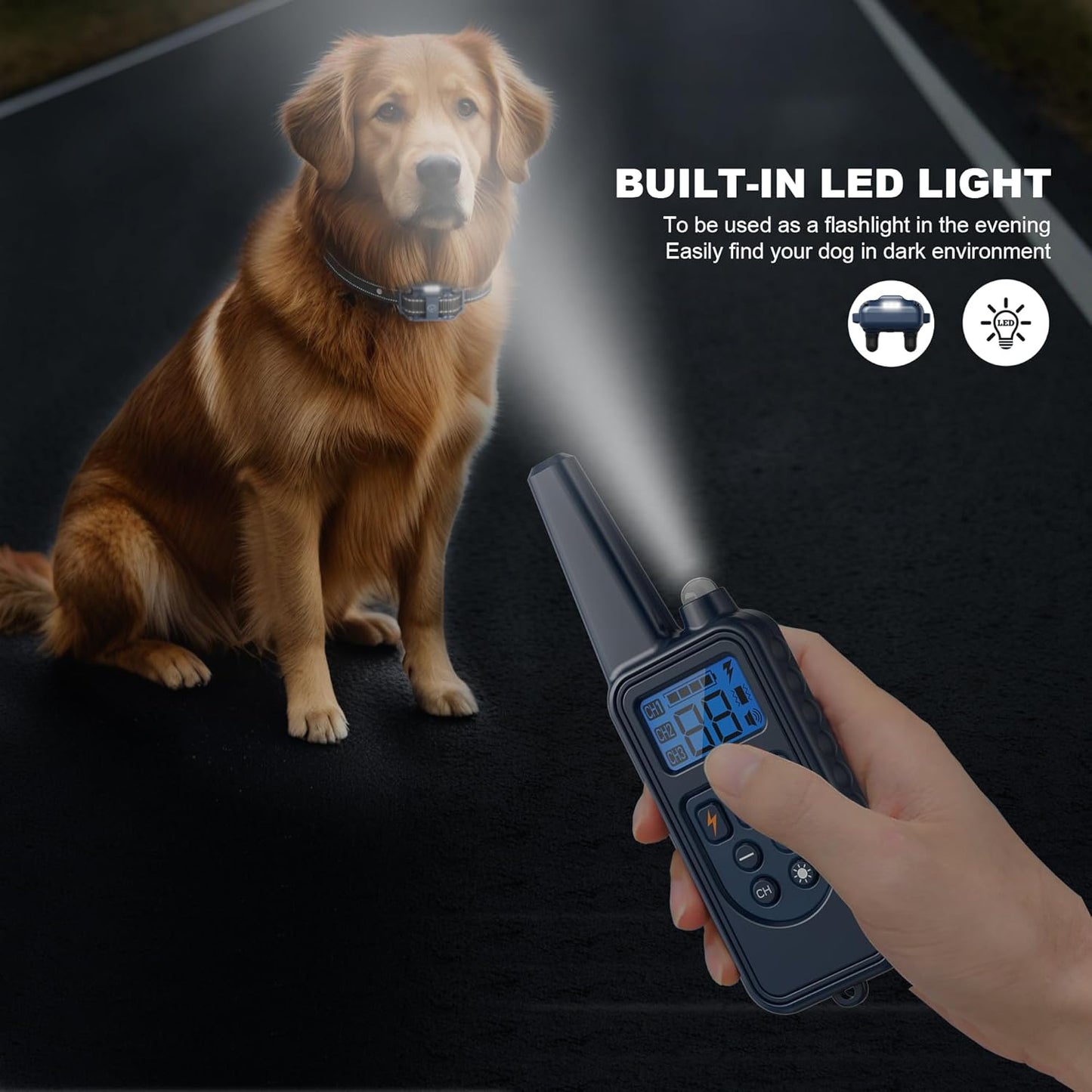 Dog Training Collar, Rechargeable e-Collars for Dogs Training with Beep, Vibration, Humane Shock(1-99) Modes, 2600ft Waterproof Dog Shock Collar for Small Medium Large Dogs