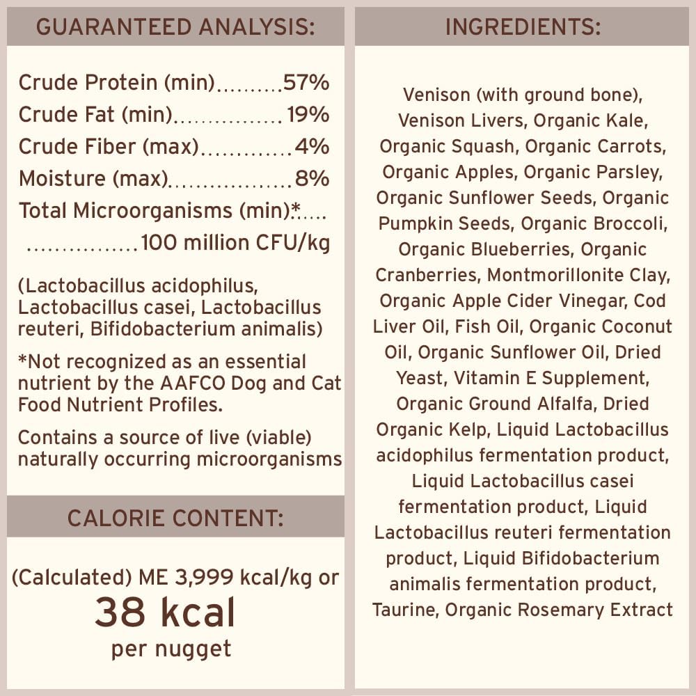 Primal Freeze Dried Raw Dog Food Nuggets, Venison, Complete & Balanced Meal, Also Use as Topper or Treat, Premium, Healthy, Grain Free, High Protein Raw Dog Food, 14 oz