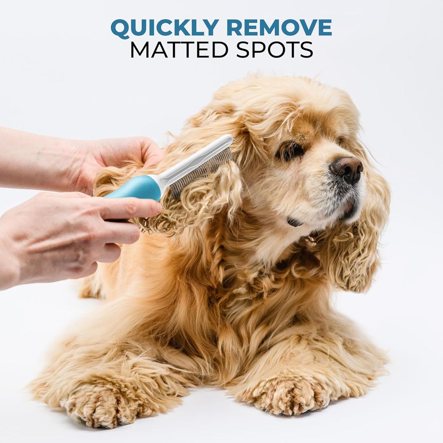Poodle Grooming Comb - Metal Dematting Comb with Long & Short Stainless Steel Teeth for Removing Matted Hair & Knots, Safe and Gentle for Dogs & Cats
