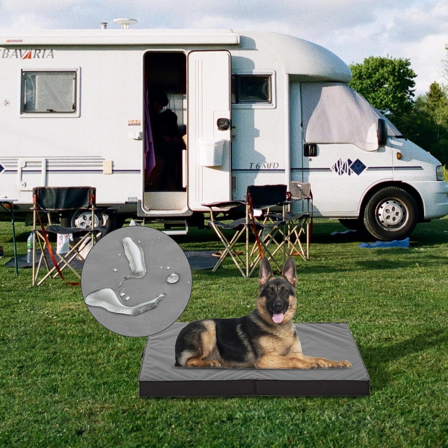 Outdoor Dog Bed for Large Dogs, Waterproof & Washable, Foldable & Orthopedic, 41" All Weather