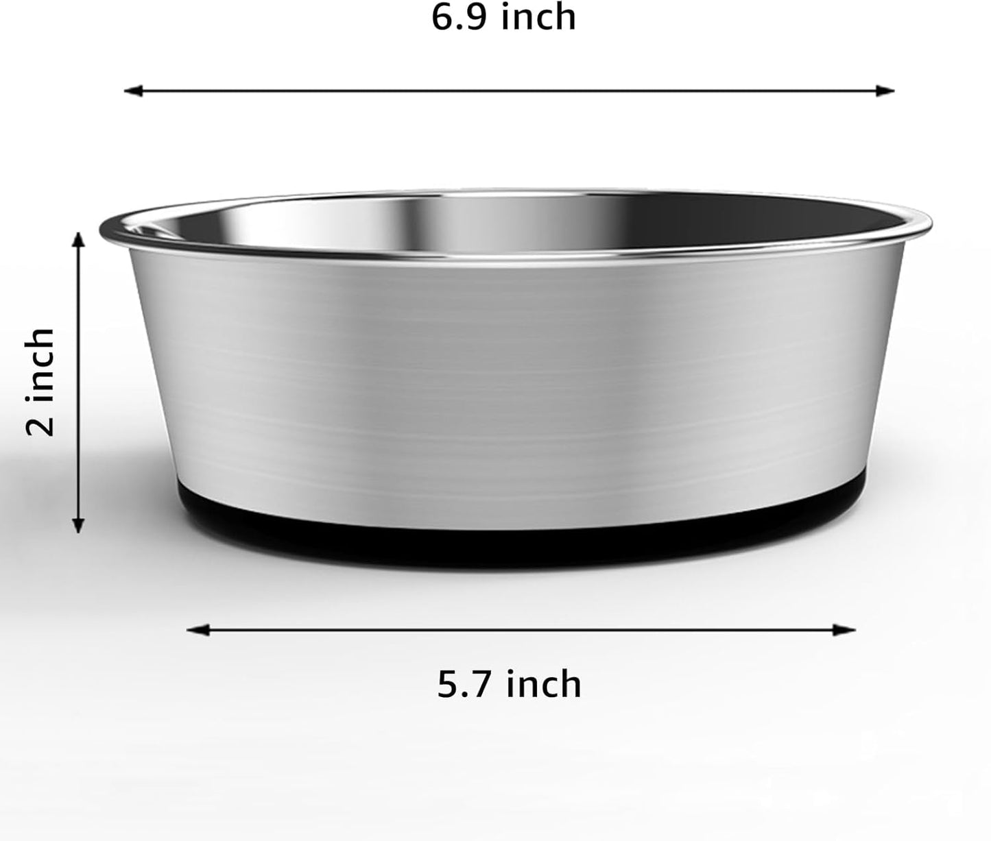 YINGFAN Stainless Steel Dog Bowls, 2 Pack Metal Dog Bowls with Non-Slip Rubber Base, Durable Food and Water Bowl for Small, Medium Dogs, Holds 3 Cups, BPA-Free, Dishwasher Safe (Black)