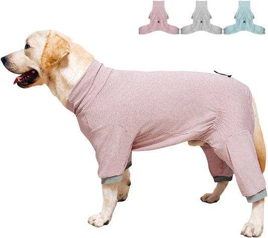 Dog Pyjamas PJS Sweater Clothes and Home Clothing Suitable for Medium to Large Breeds of Dogs, Dog Neutering Suits, Extra-Large Stretch Fabric, Four-Legged Clothes (Thin Pink, 3XL)