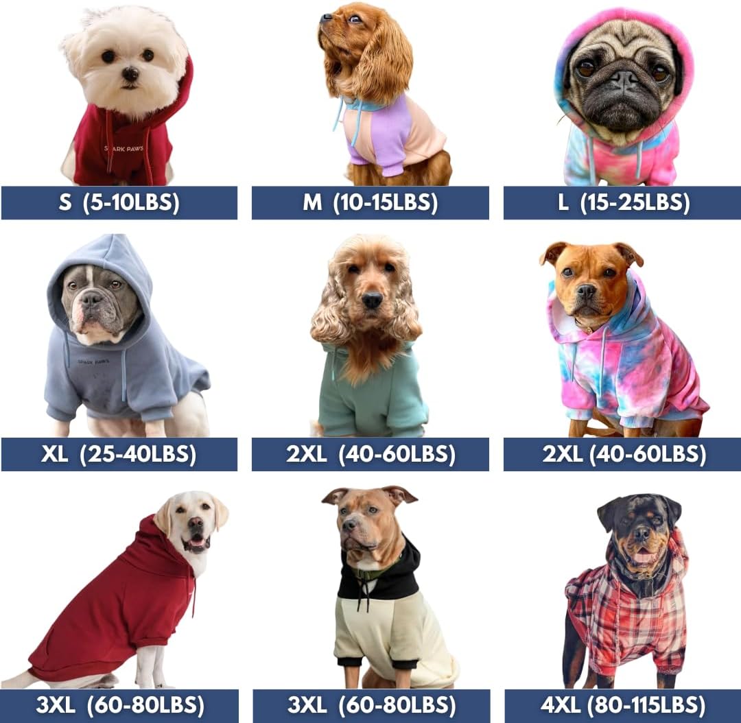 Spark Paws Dog Hoodie – Premium Dog Sweater for Small, Medium, and Large Dogs | Warm Outfits for French Bulldogs, Pitbull, Puppy, Winter Jacket Alternative - Red Plaid, 4XL