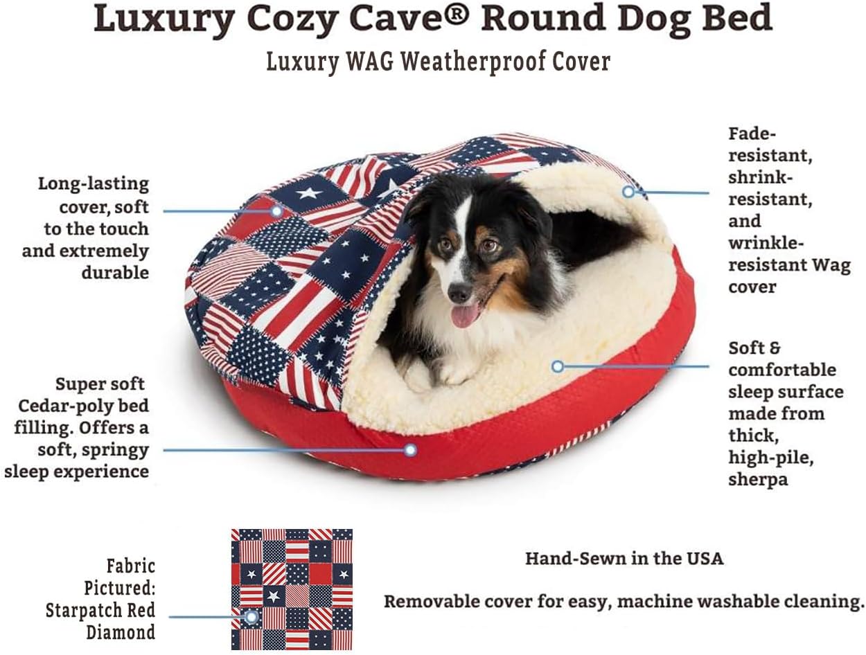 Snoozer Luxury Cozy Cave Pet Bed, Wag Collection, Small - Barkely Black Diamond