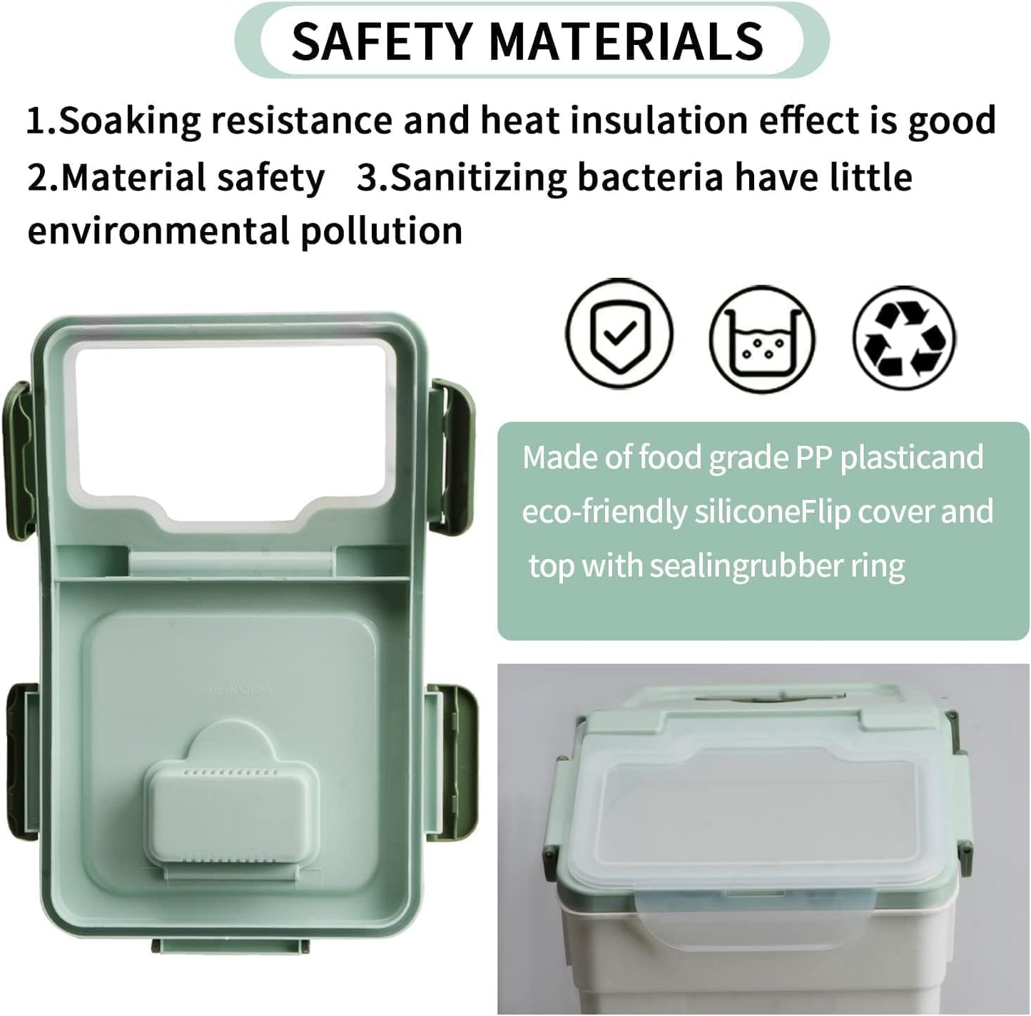 AnRui Rice Storage Container 50LB, Airtight Flour Storage Containers, Plastic Cereal Grain Dispenser Organizer Pet Food Storage Bin with Lid, Measuring Cup, Scoop, Green, 2Pcs(Total Capacity:100LBS)