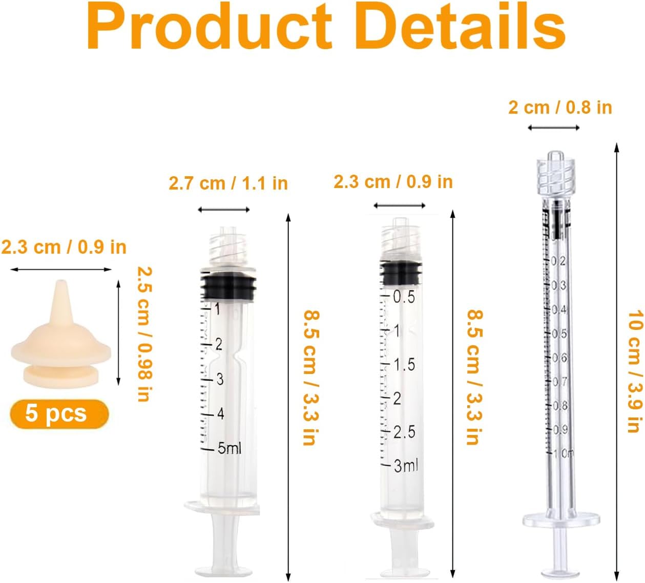 Pet Feeder Syringe, Newborn Animal Feeder Syringe Pet Feeding Nursing Syringe Silicone Feeding Pacifier,Pet Feeding Nipple for Kitten and Puppy (2x10ml Feeder &1S+1M+2L Nipples)