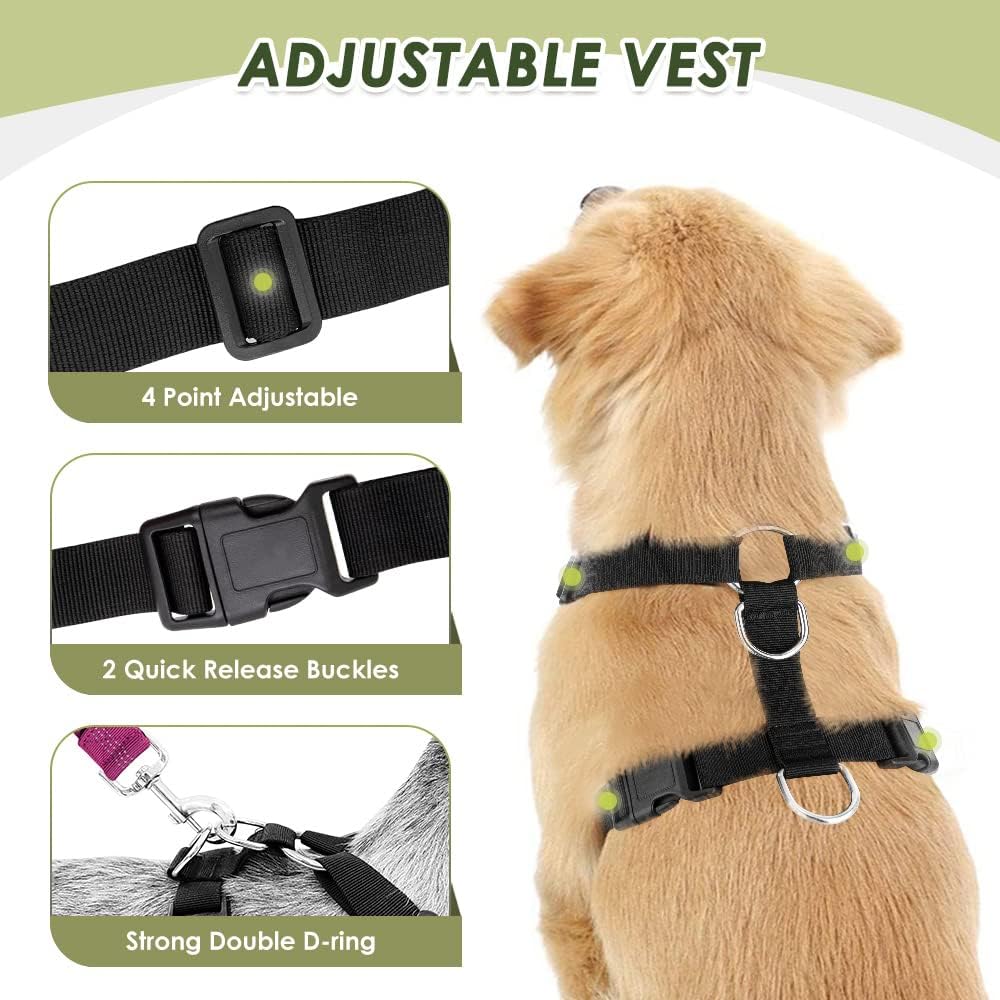 Lukovee Dog Seat Belt for Car, Adjustable Dog Car Harness for Large Medium Small Dogs, Soft Padded & Breathable Mesh Dog Seatbelt with Car Strap and Carabiner(Rose Double Clip,Small)