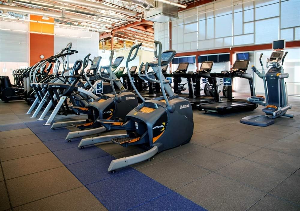 American Extreme Rubber Gym Mats - 1 Inch Thick Colorful Tiles - Superior Shock and Sound Absorbing - 35% Gold/Grey/White 100 Pack (Covers 400 Sq Ft)