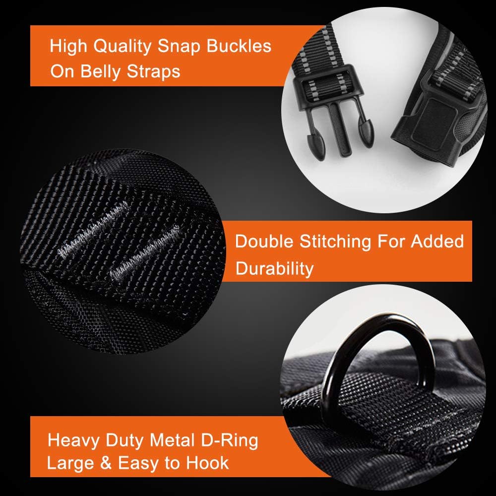 PHOEPET No Pull Dog Harness Medium Reflective Front Clip Puppy Vest with Handle,Adjustable 2 Metal Leash Attachment Hooks(M, Purple)