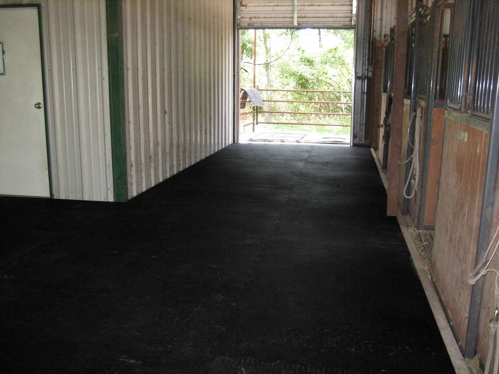 American Floor Mats - Horse/Stable Mats - Heavy Duty Stall Mats - Thick, Durable Rubber Flooring Solid Black 3/8" Thick - 3' x 4' Mat