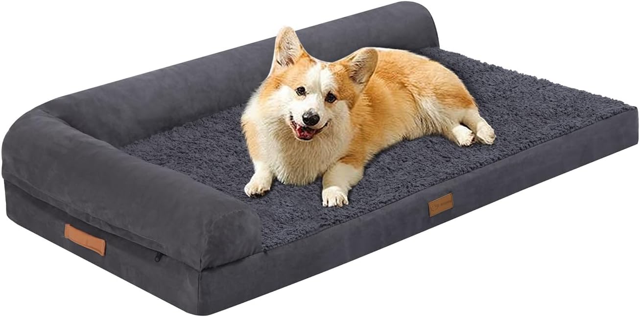 Small Orthopedic Dog Bed Couch With Waterproof and Removable Cover, Fluffy for Crate Sofa With Nonskid Bottom, Pet Bed for Dogs Up to 35lbs, 30" L x 20" W x 7" Th