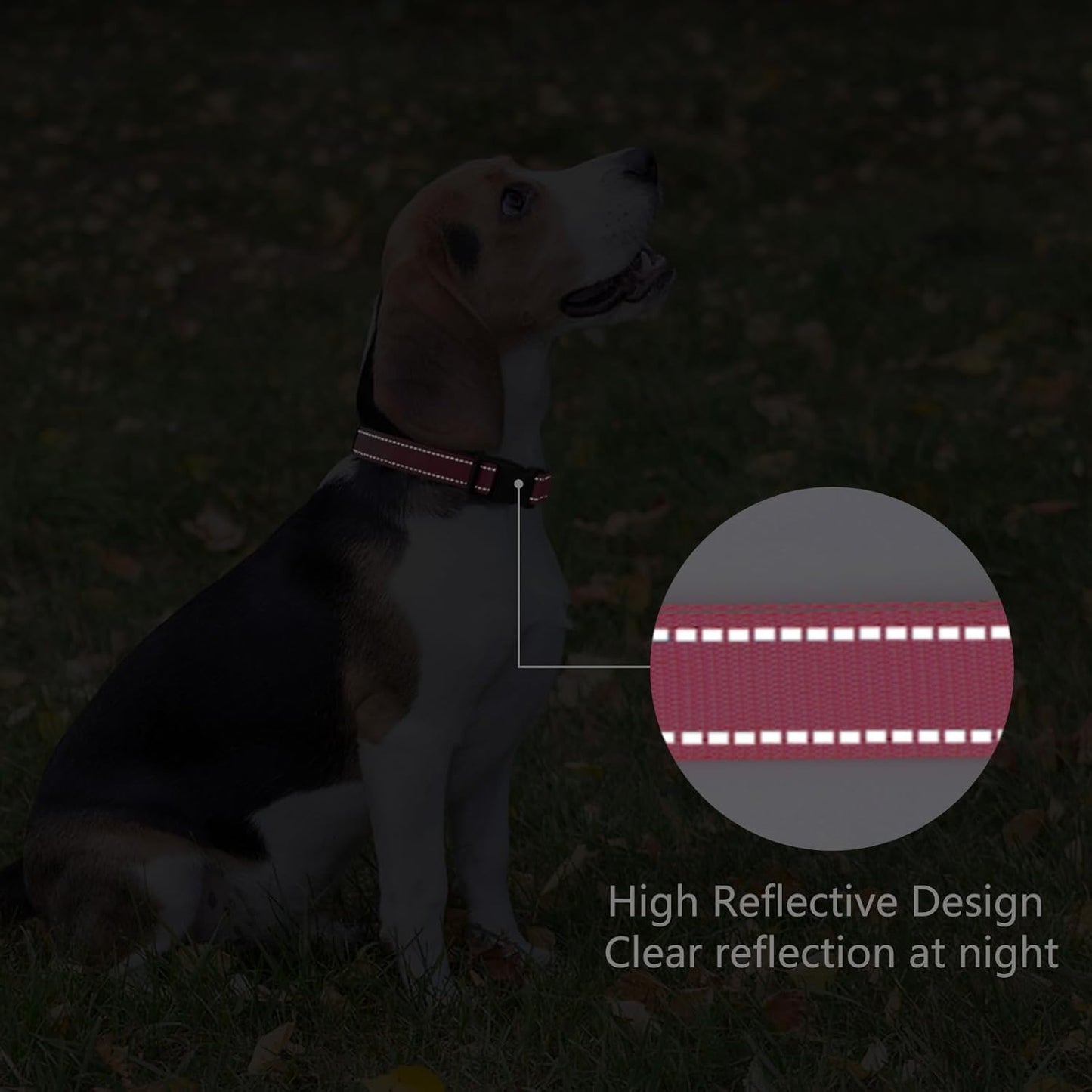 Reflective Dog Collar Padded with Soft Neoprene Breathable Quick Release Basic Dog Collars for Medium Dogs Hot Pink Girl