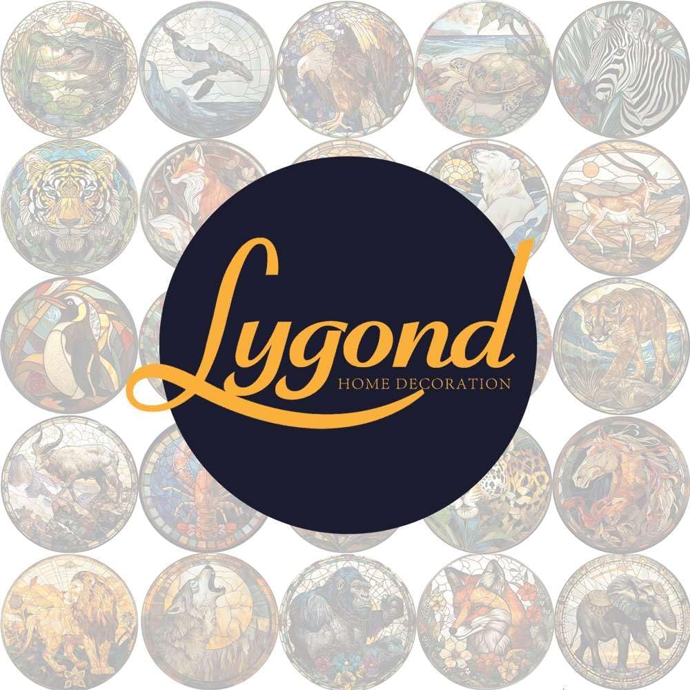 Lygond Metal Sign Tin Sign Circular Stained Glass Horse Gardening Poster for Pet 8×8 Inches