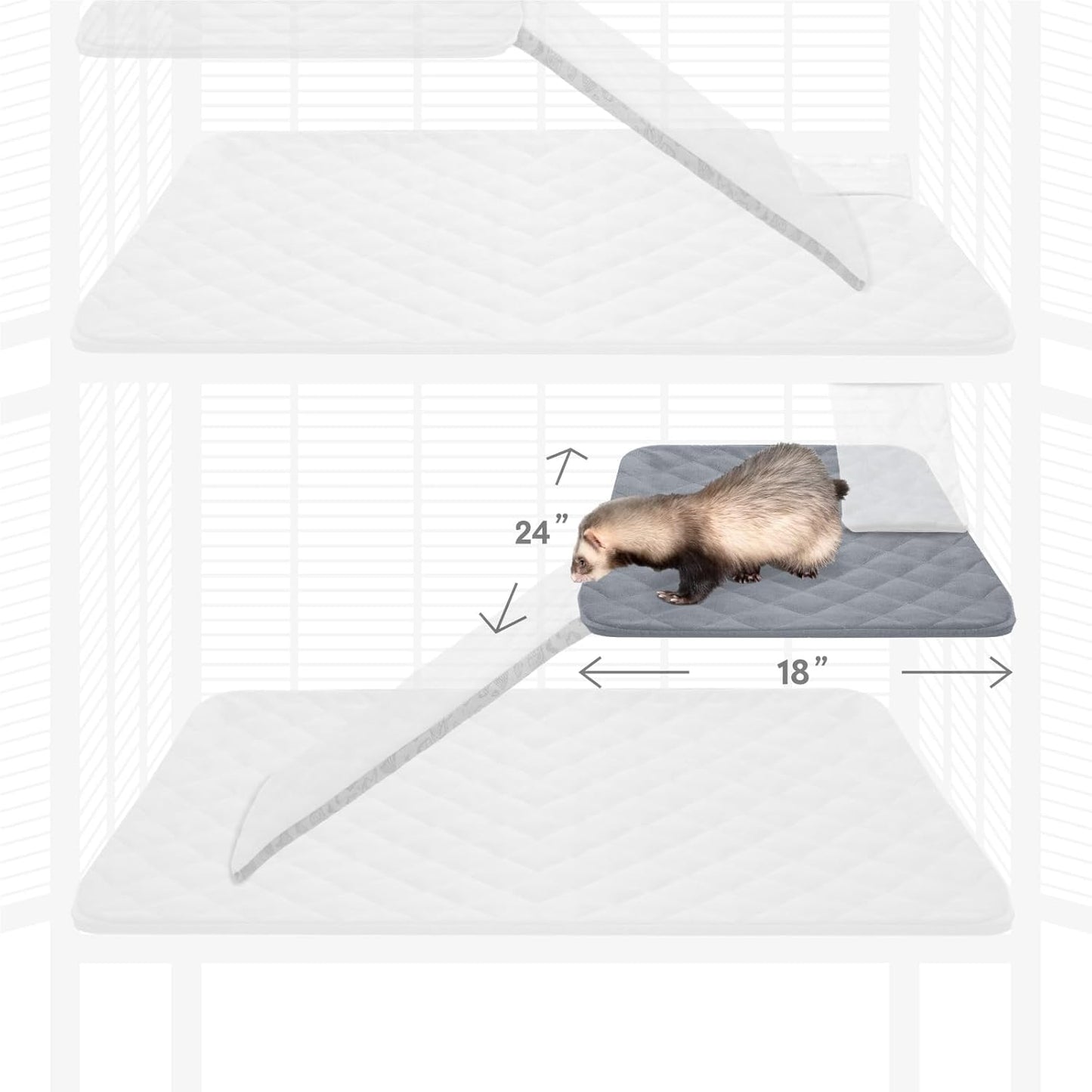 Paw Inspired Fitted Fleece Liner for Ferret Nation, Critter Nation Cage for Ferrets, Rats, Chinchillas, Hedgehogs & Other Small Animals (Gray, Shelf Liner)