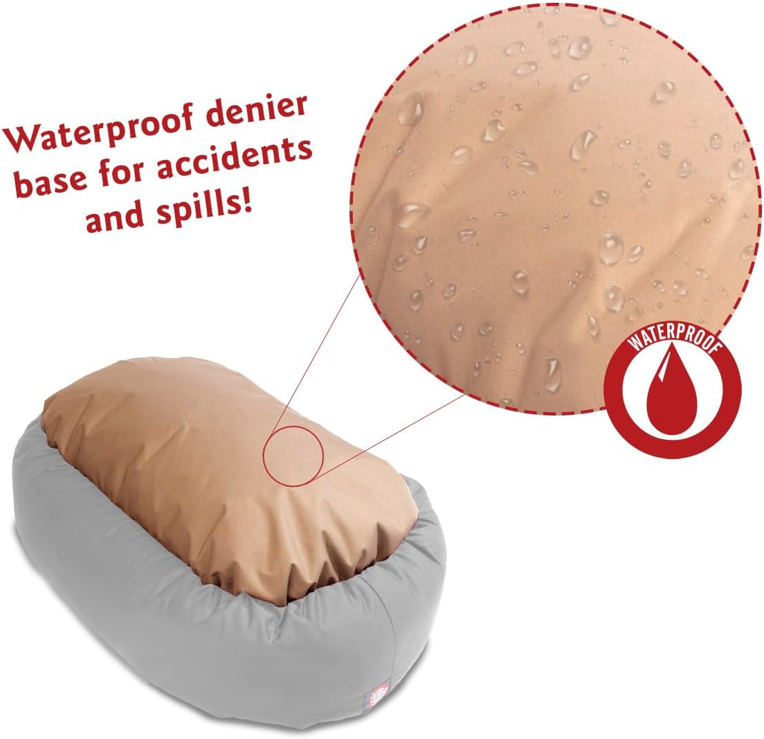 Majestic Pet 40 Inch Suede Calming Dog Bed Washable 40x29x9 (Inch) – Cozy Soft Round Donut Dog Bed with Spine Support for Dogs to Rest their Head - Round Pet Bed Large – Sage