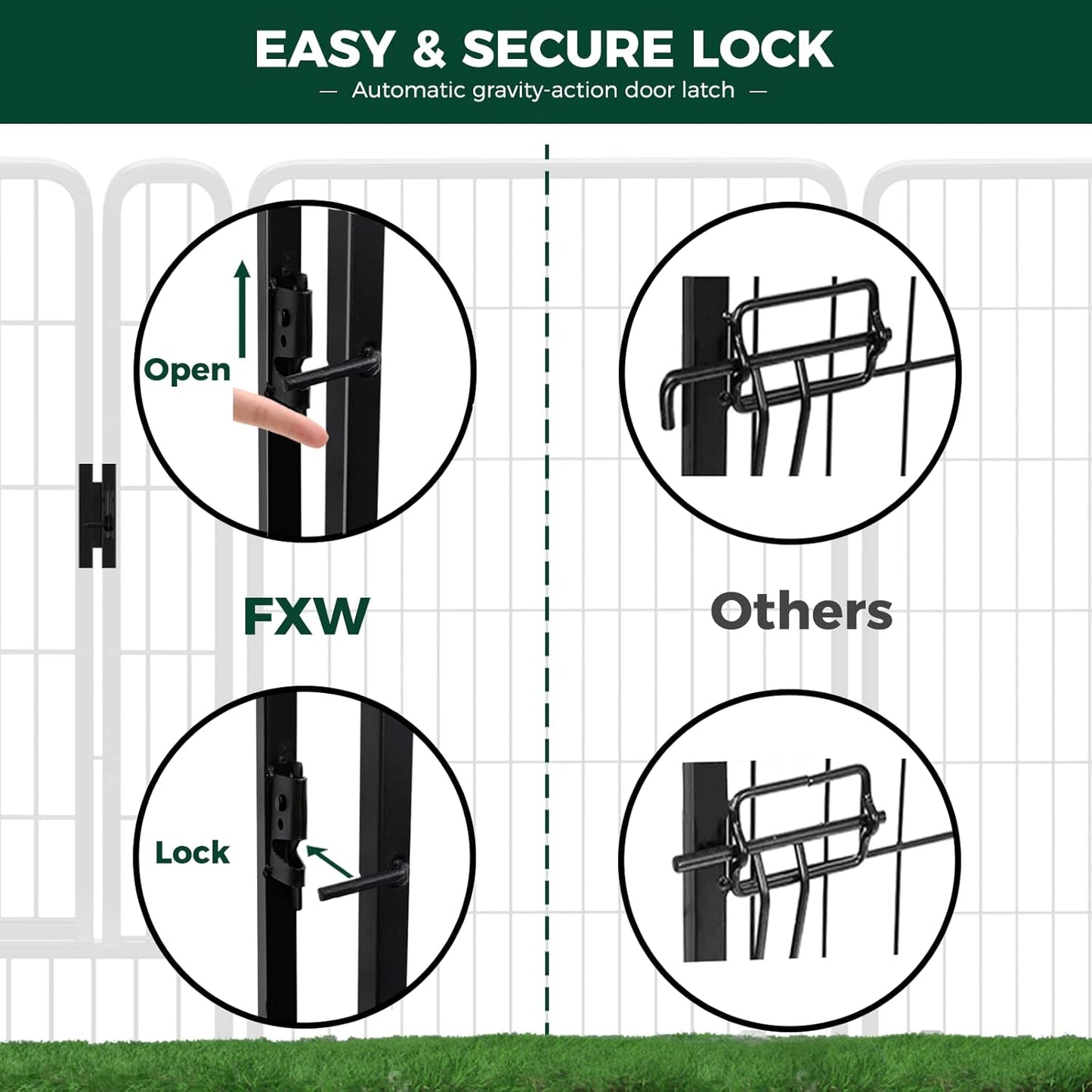 FXW Rollick Unleashed Dog Playpen for Indoor, Yard, RV Camping, 32 inch 48 Panels for Small and Medium Dogs, Black│Patented
