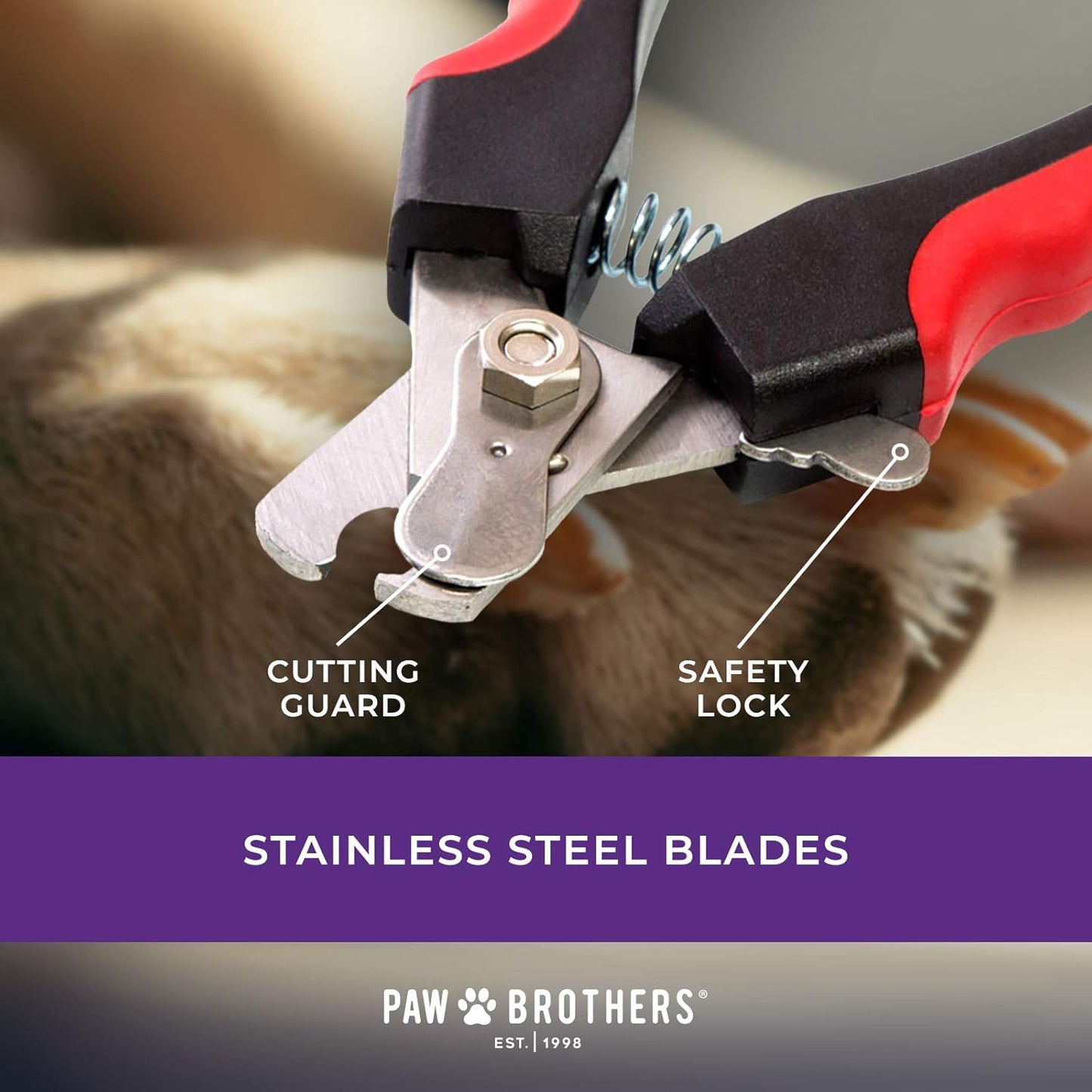 Ryan's Pet Supplies Paw Brothers Nail Clipper for Dogs and Cats, Pet Nail Clippers, Safe Grooming Tool, Professional Grade, Stainless Steel Blades, Safety Guard, Medium, 5.5 inches