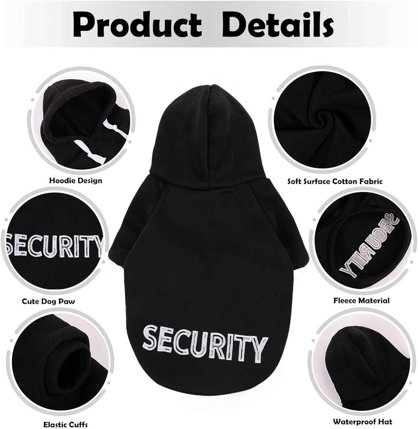 SAWMONG Dog Hoodie,Flannel Pet Hooded Sweater with Hat Puppy Pullover Sweater Shirt,Dog (Security Black,S)