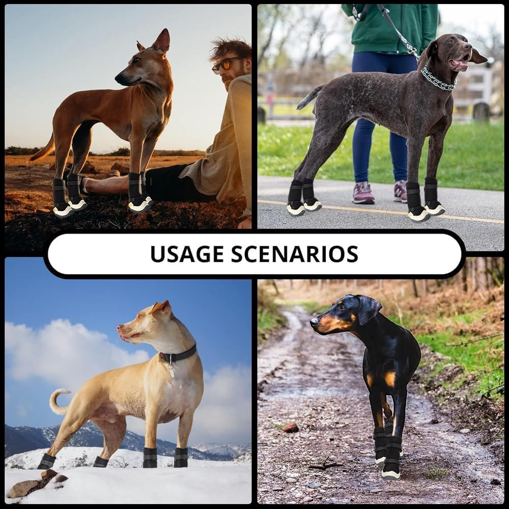 Dog Shoes for Hot Pavement Anti-Slip Dog Boots & Paw Protectors Breathable & Waterproof Dog Shoes for Small to Large Dogs with Reflective Straps Pet Dog Boots for Hiking Summer Outdoor