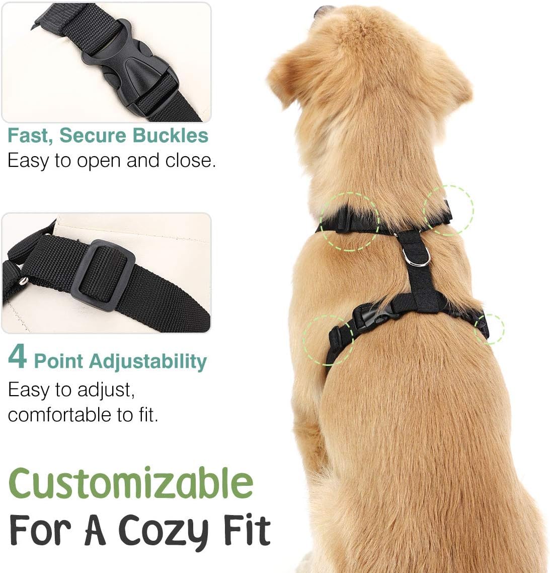 Dog Seat Belt, Safety Vest Dog Car Harness with Adjustable Buckle Dog Seat Belt for Vehicle Nylon Pet Safety Seat Belts Heavy Duty(XL, Lake Blue)