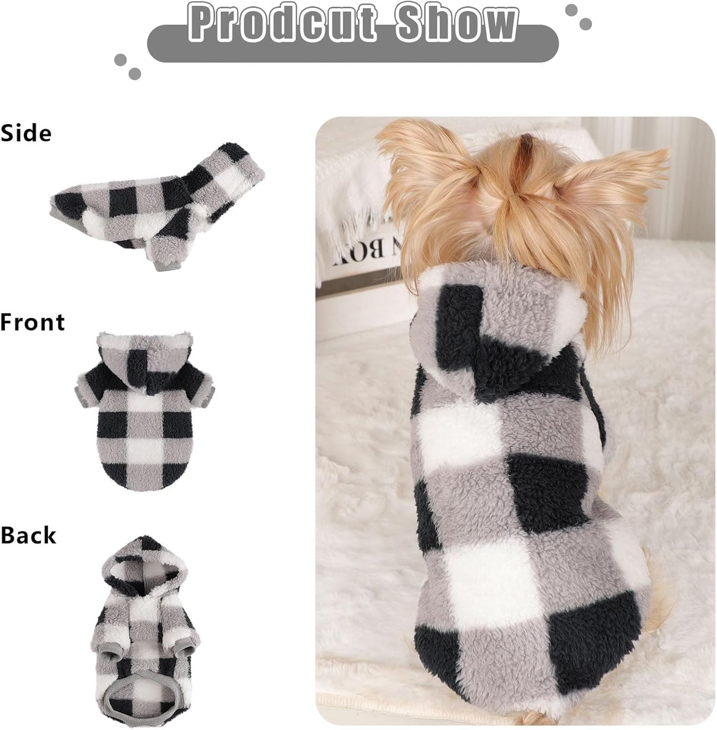Medium Dog Sweater for Small Dogs Hoodies,Winter Clothes Boy Girl Male Female,Warm XXS Fleece Hoodies Pet Coat Apparel Outfit(Medium, Black)