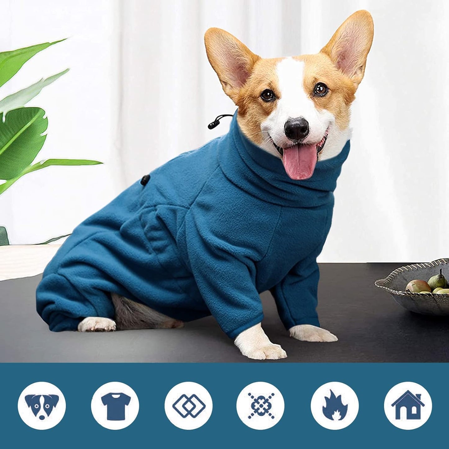 ROZKITCH Fleece Full Body Dog Suit, Pet Windproof Warm Cold Weather Jacket Vest Cozy Jumpsuit Apparel Outfit Clothes for Small Medium Large Dog Walking Sleep M