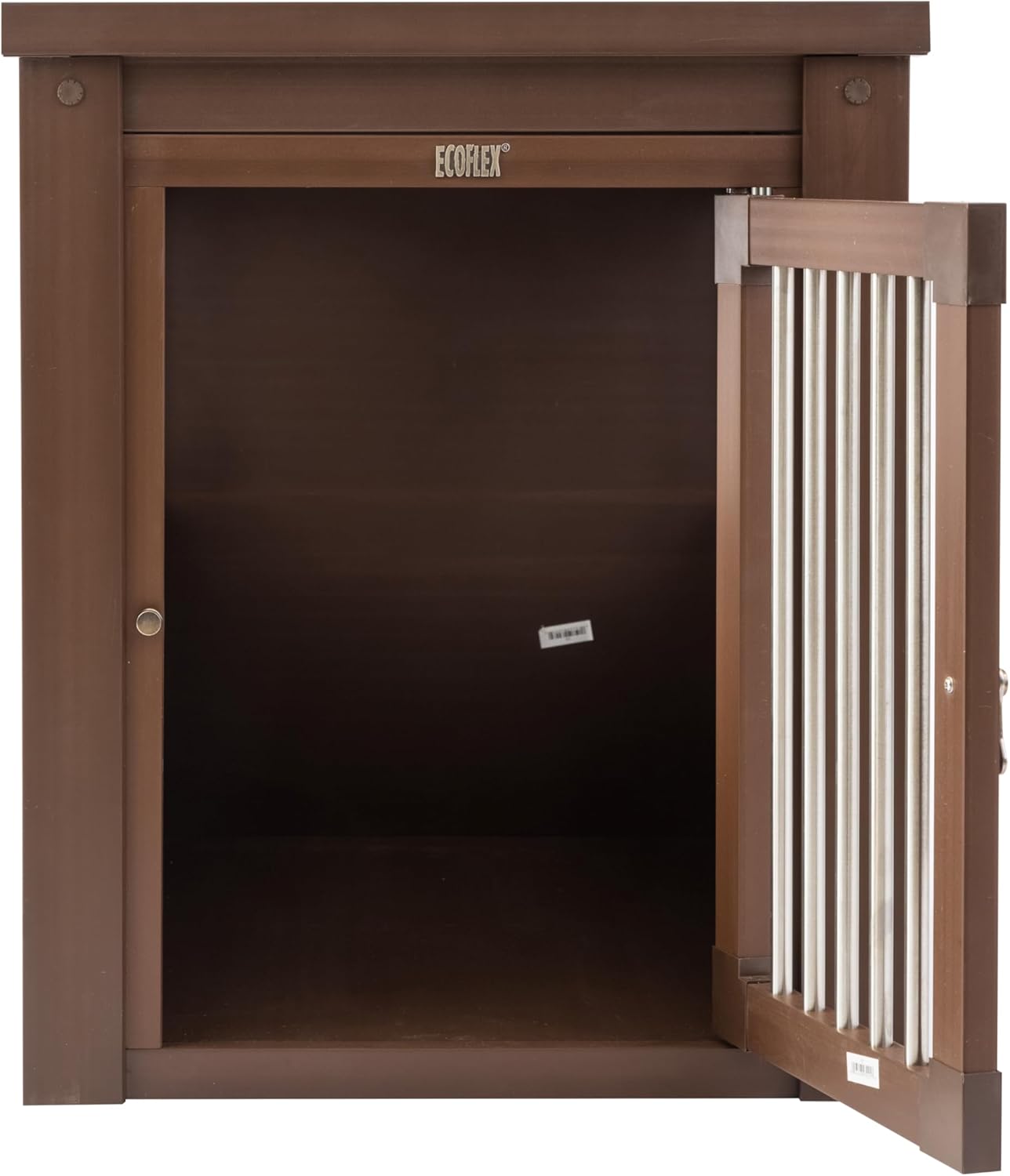 New Age Pet ECOFLEX Dog Crate End Table - Furniture-Style Pet Crate for Crate Trained Dogs - Stainless Steel Tubing & a Latched Closure - 10 Year Manufacturer's Warranty, Medium, Brown