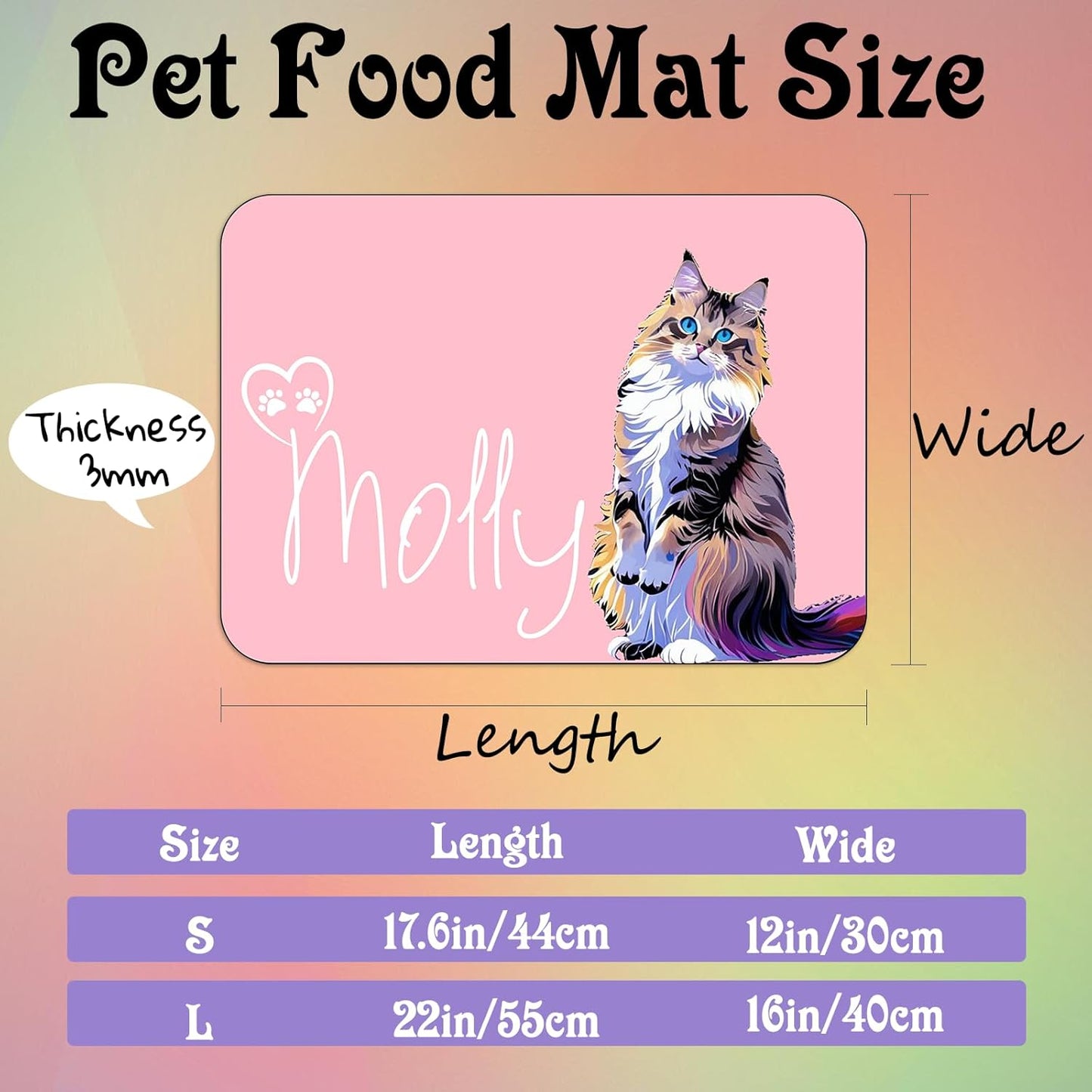 Personalized Dog Cat Feeding Mat Custom Pet Food Mat Waterproof Non-Slip Customized Puppy Name Photo Placemat Dish Rug Floor Protector Gifts for Pets Lover Pattern 4