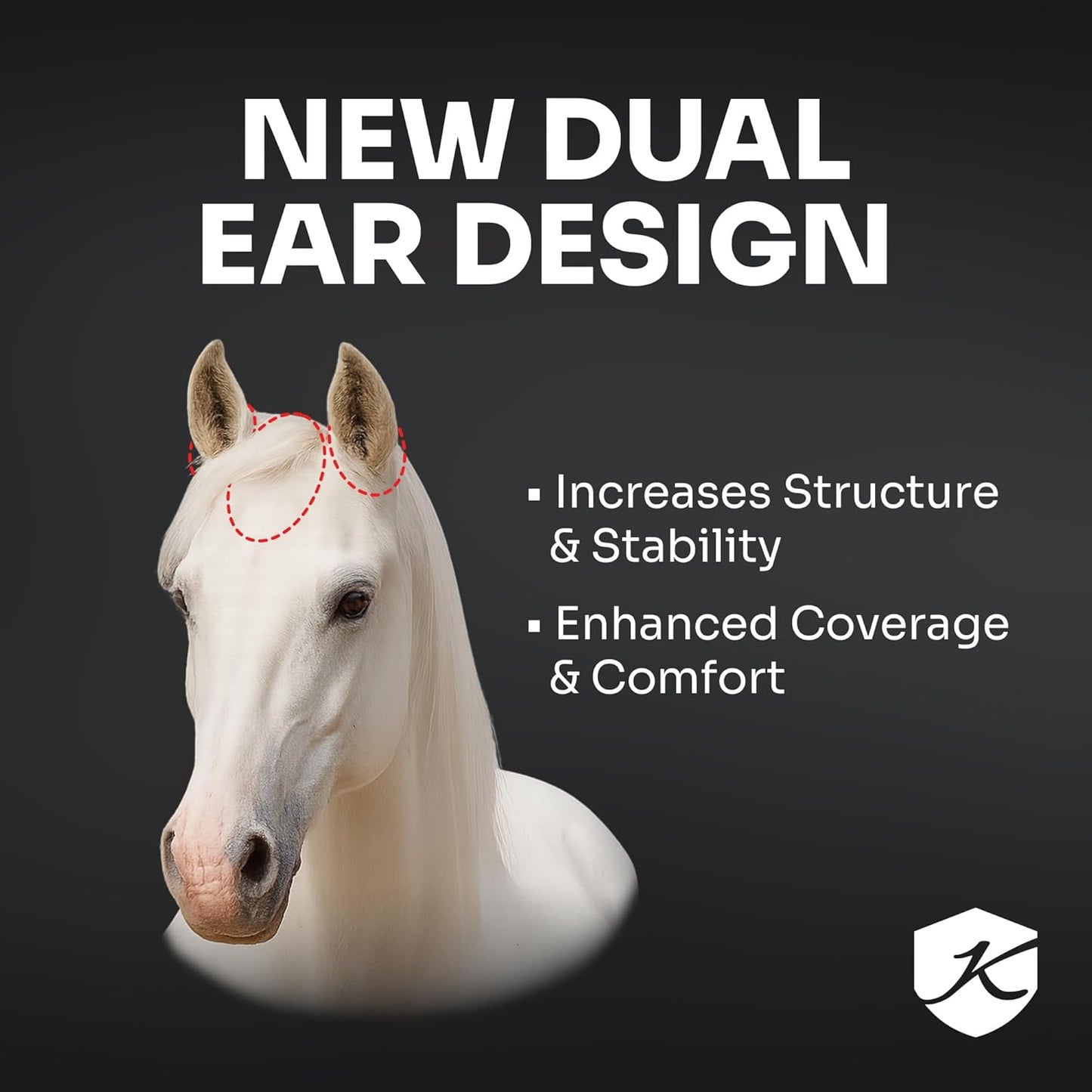 Kensington UV Fly Mask with Fleece Trim - Protective Mask with Dual Ear Opening Size: XXL Color: 121-Deluxe Black