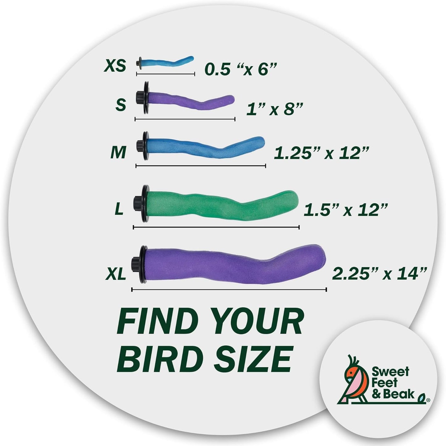 Sweet Feet & Beak Safety Pumice Bird Perch, Large 1-1/2" X 12", Blue - Lightweight Grinding Bird Perches for Cage - Bird Nail Trimming Perch for Healthy Beak & Feet - Multi-Size & Color Parrot Stand