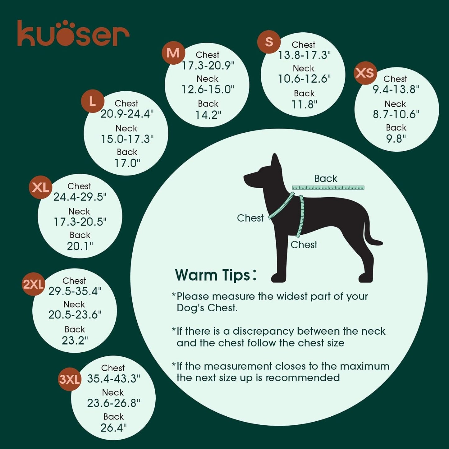 Kuoser Warm Dog Coat, Waterproof Dog Coats for X-Small Dogs, Adjustable Durable Doggie Winter Jacket Reversible Cozy Puppy Cold Weather Apparel from Small to Large Breed, RoyalBlue XS