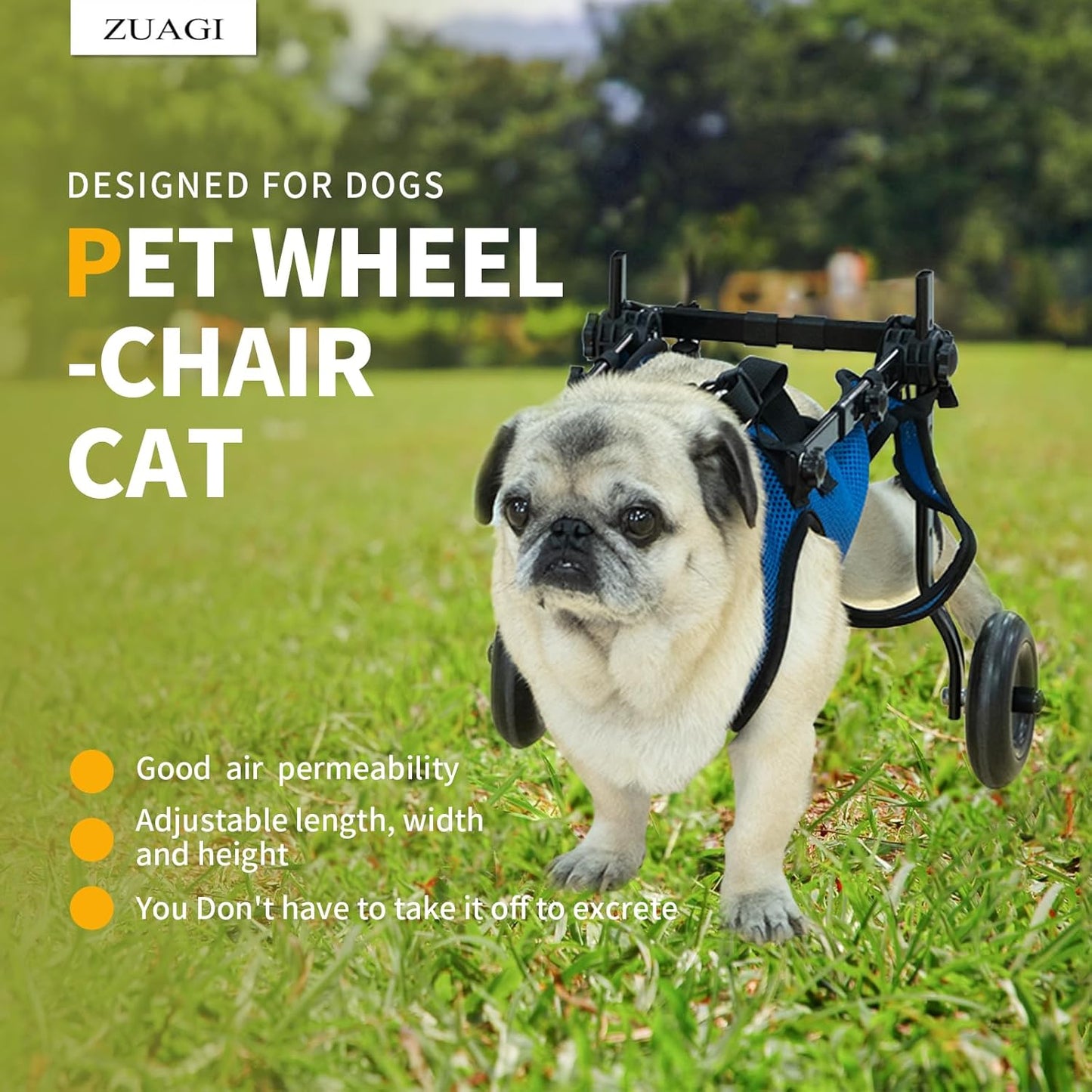 Pet Wheelchair Dog Leg Brace and Hip Support， Wheelchair for Back Legs，Adjustable Pet Cart，Assist a paralyzed pet get Back on its feet，Support Leg Brace and Hip (Extra Small)