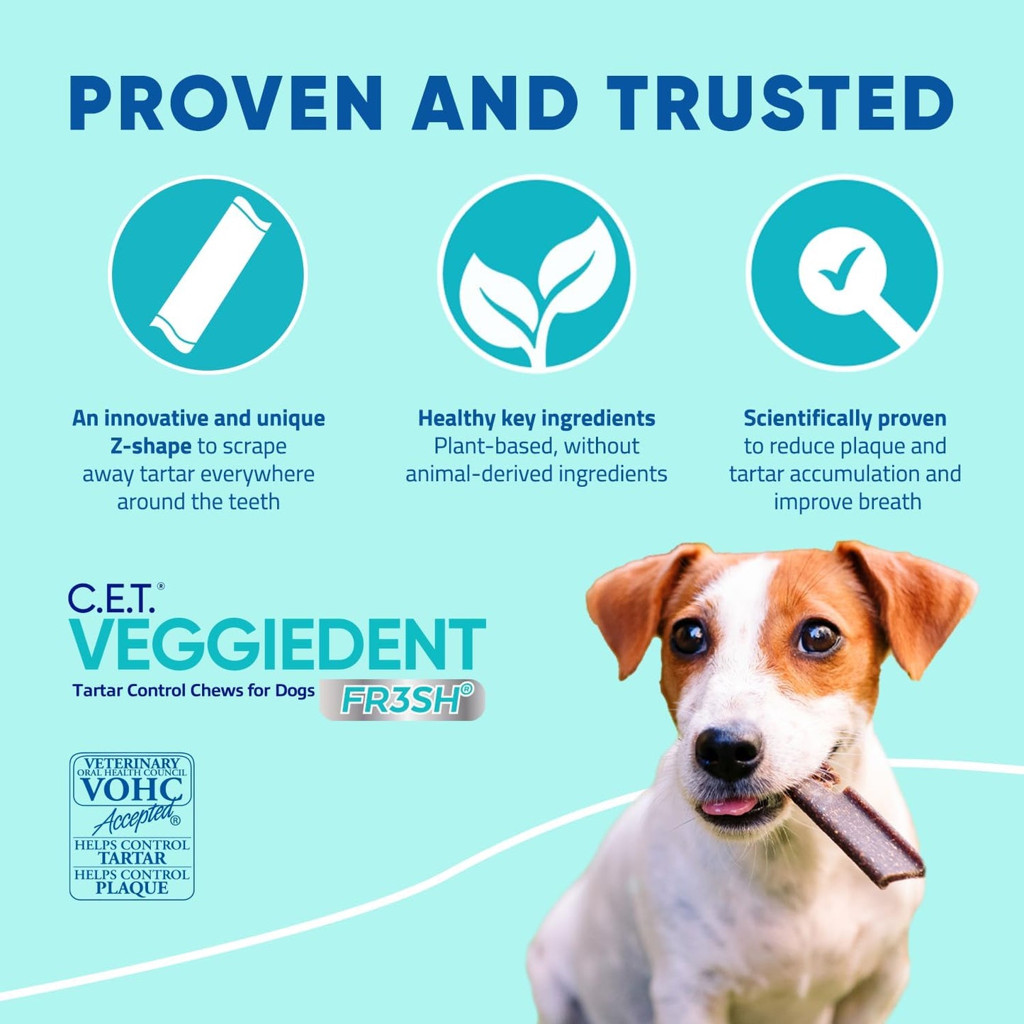 Virbac C.E.T. VEGGIEDENT FR3SH Tartar Control Chews for Dogs, Medium, Beef, 1.6 pounds
