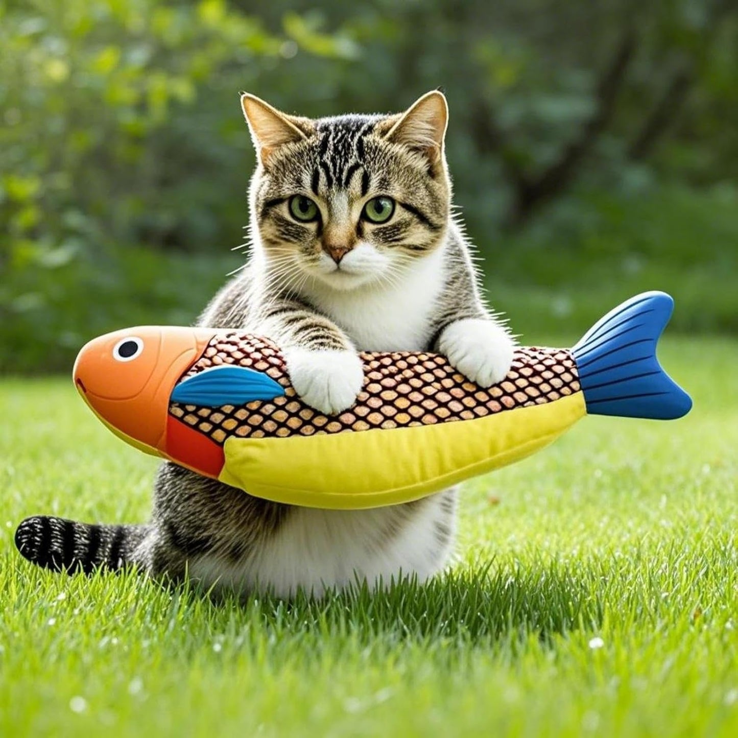 Cat Toys for Bored Indoor Adult Cats - Catnip Toys for Mental Stimulation, Interactive & Durable Kicker Toys for Solo Play, Best for Lazy or Senior Cats(Green