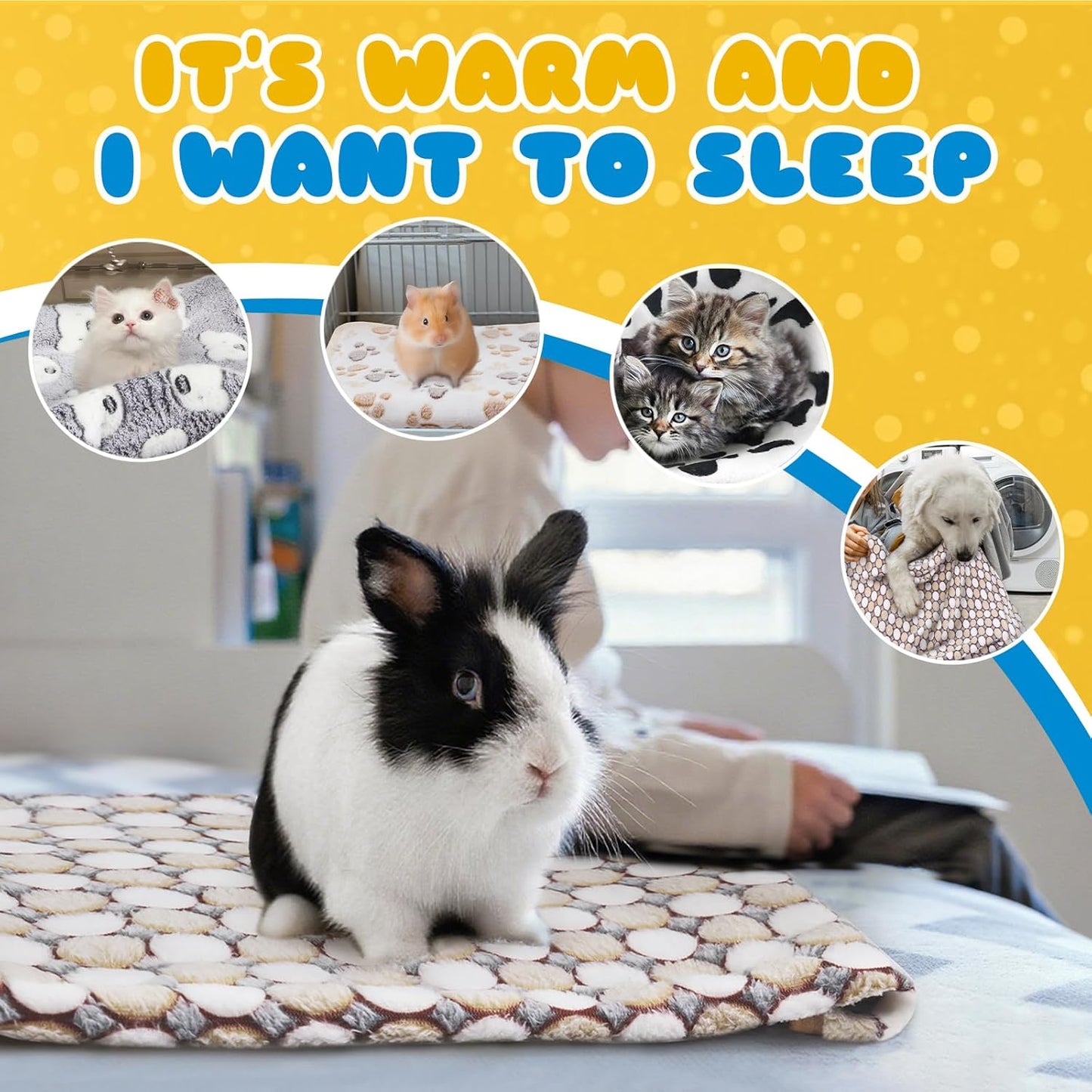 6 Pcs Guinea Pig Bedding Cage Liners Small Animal Flannel Blankets Sleep Mat Absorbent Reusable Pet Pee Bedding Pad Cover for Hamster Ferret Chinchilla Rabbit Hedgehog (16 x 24 Inch, Multi)