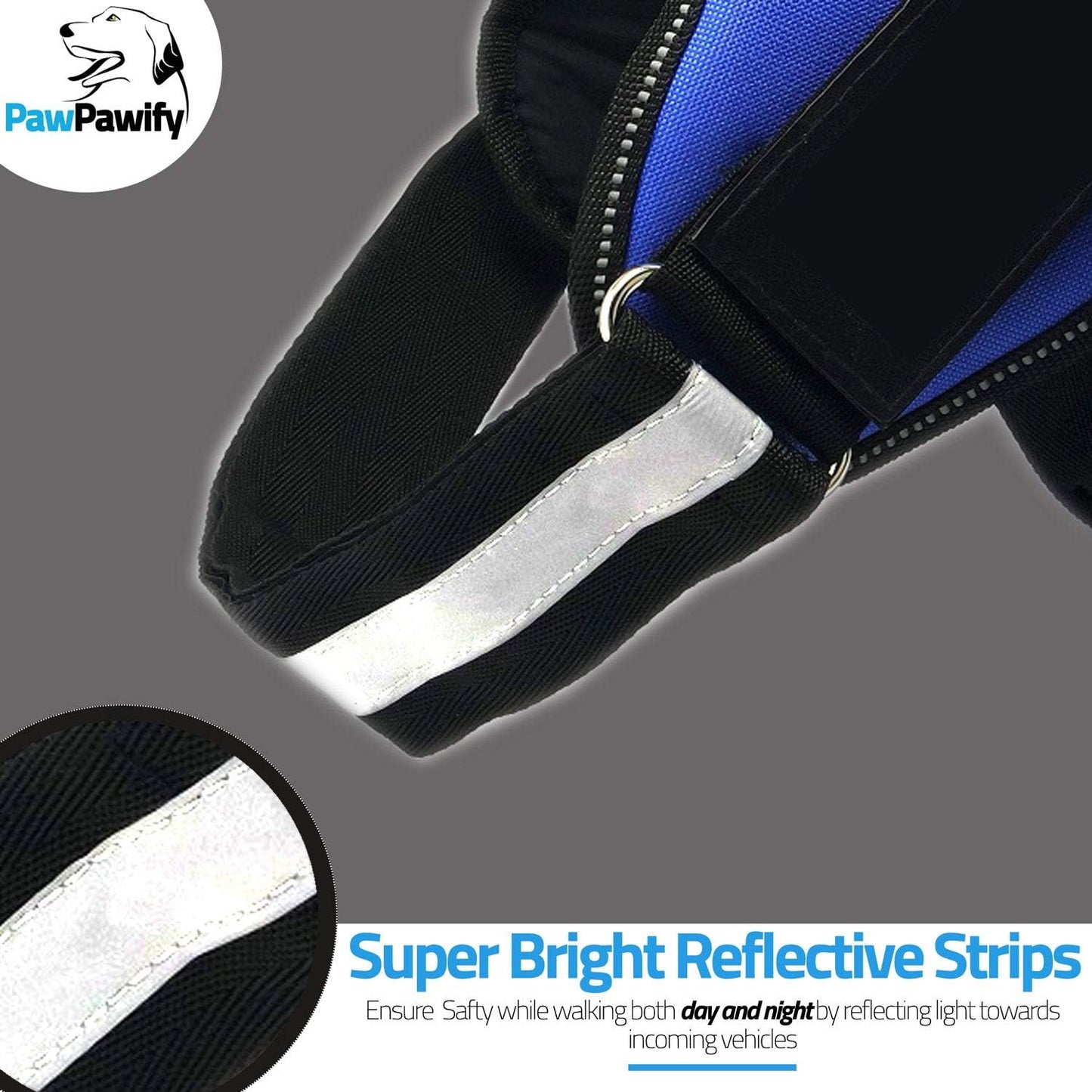 PawPawify Custom No Pull Dog Harness with Name and Phone Number, Heavy Duty Personalized Pet Vest to Prevent Tugging, Pulling, or Choking, Training and Walking (Camouflage Blue, XL (60-85 LBS))