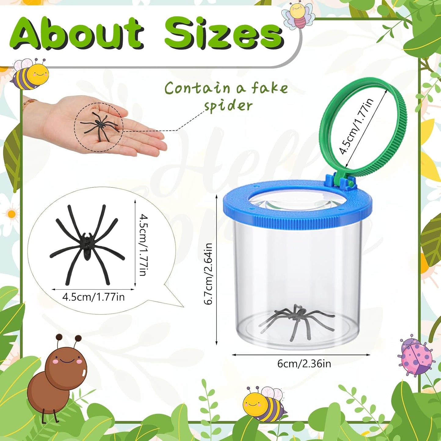Coopay 6 Pieces Magnifying Insect Box - Bug Viewer, Critter Insect Cage, Container, Bug Catcher Cage, Jar Collecting Kit for Children, Kids Science Nature Exploration Tools