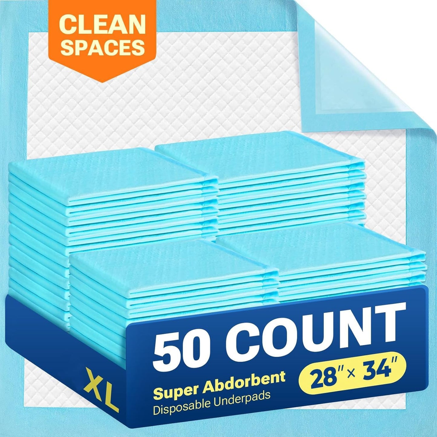 Extra Large Puppy Pads 28"x34",Super Absorbent Disposable Pee Pads for Dogs / Wee Wee Pads / Potty Training Pads, Incontinence Bed Underpads for Adults, 50 Count