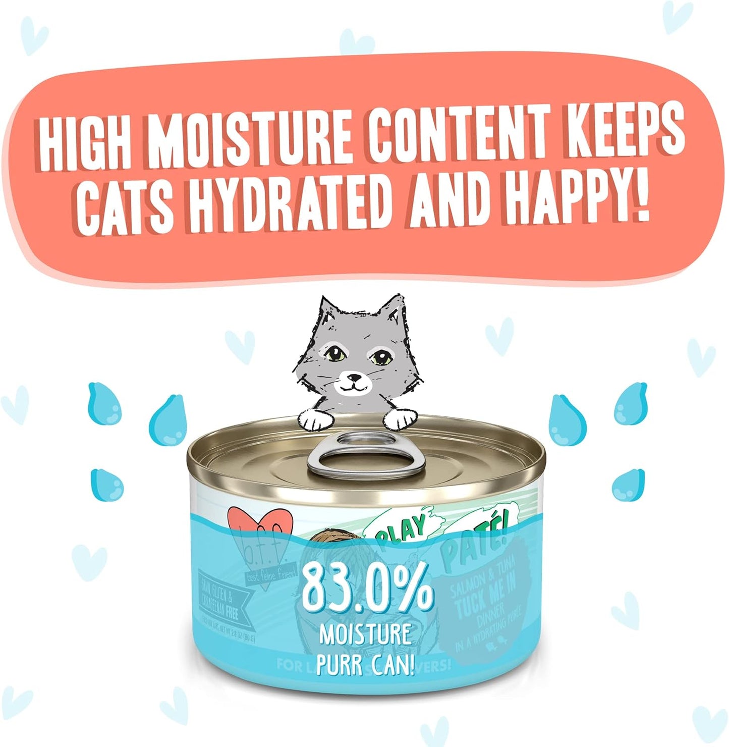 Weruva B.F.F. Play - Best Feline Friend Paté Lovers, Aw Yeah!, Salmon & Tuna Tuck Me in with Salmon & Tuna, 2.8oz Can (Pack of 12)