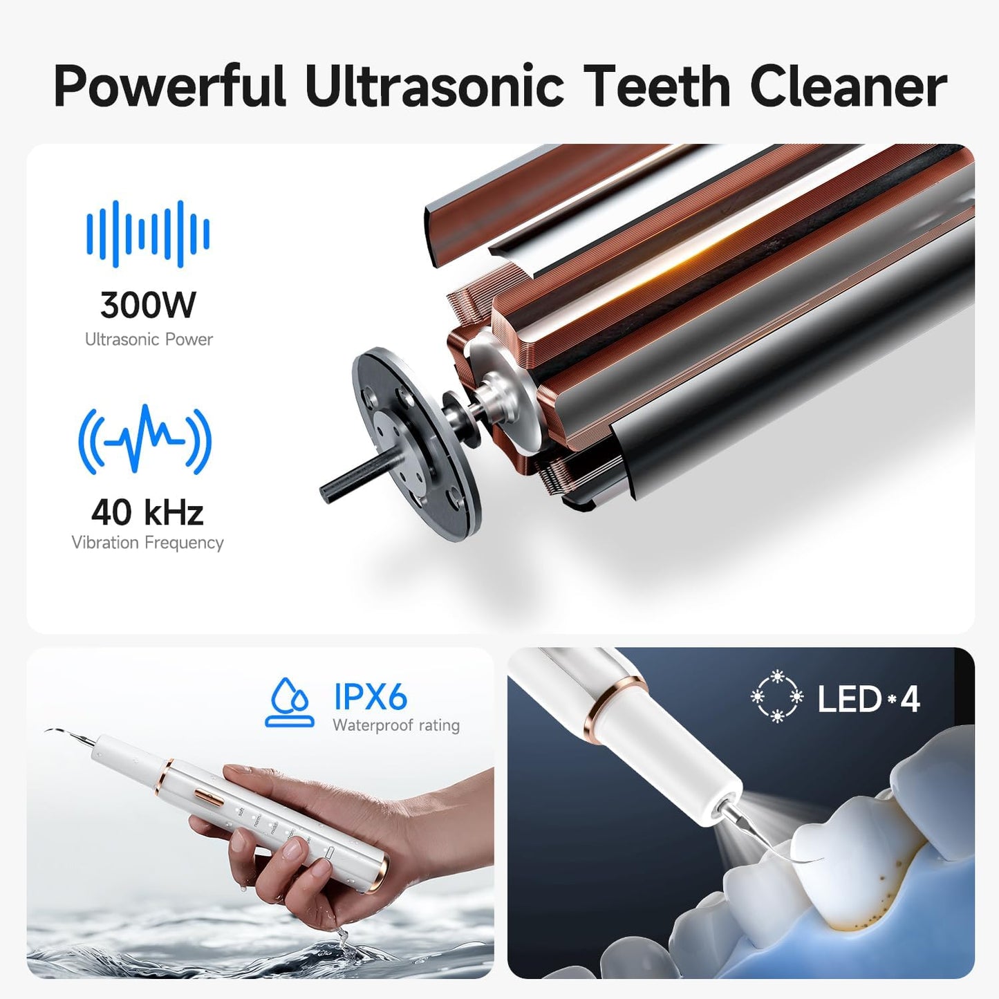 Electric Dog Plaque & Tartar Remover - Pet Teeth Cleaning Kit with LED Light, 5 Adjustable Modes, Safe and Low Noise – Easy Home Dental Care for Dogs and Cats