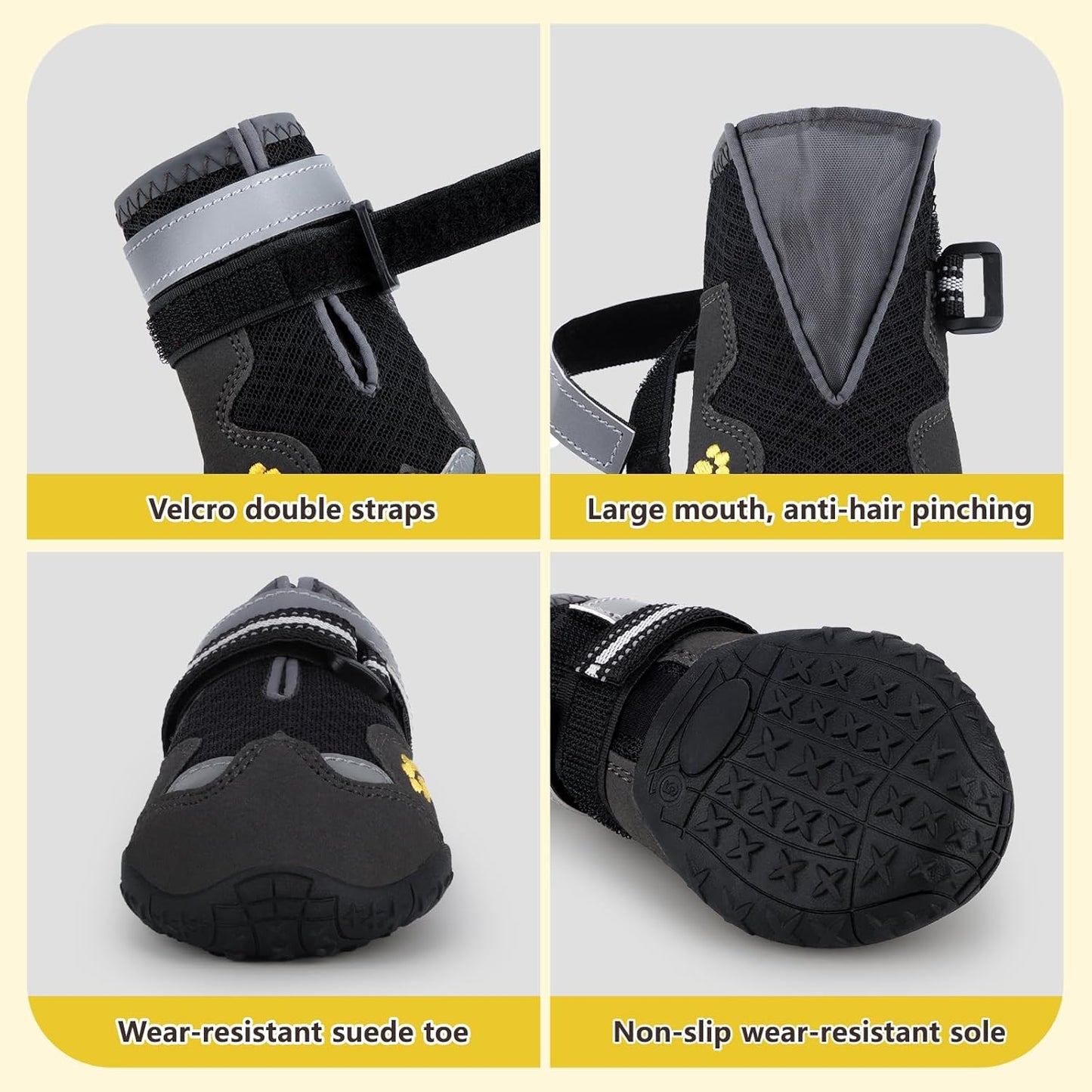 Dog Shoes for Large Medium Small Dog, Mesh Breathable Dog Shoes for Hot Pavement, Anti-Slip Dogs Boots Paw Protectors with Reflective for Outdoor Walking Indoor Hardfloors (Size 6)