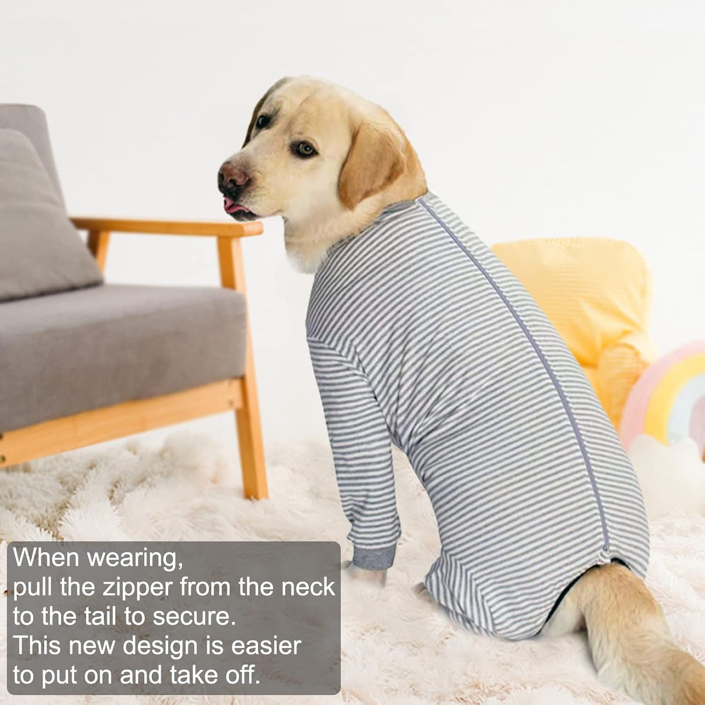 Yeapeeto Dog Onesie Surgery Recovery Suit for Large Medium Bodysuit Dogs Pajamas PJS Full Body for Shedding, Prevent Licking, Wound Protection, Cone Alternative (X-Large, Grey)