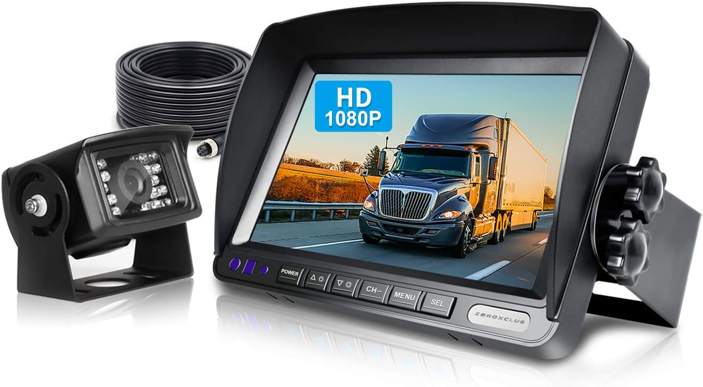 Rear View Camera Kit, Wired Backup Camera System 7 Inch Monitor IP69 Waterproof IR Night Vision 149° View Reversing Camera for Truck/Semi-Trailer/Box Truck/RV(SY01)