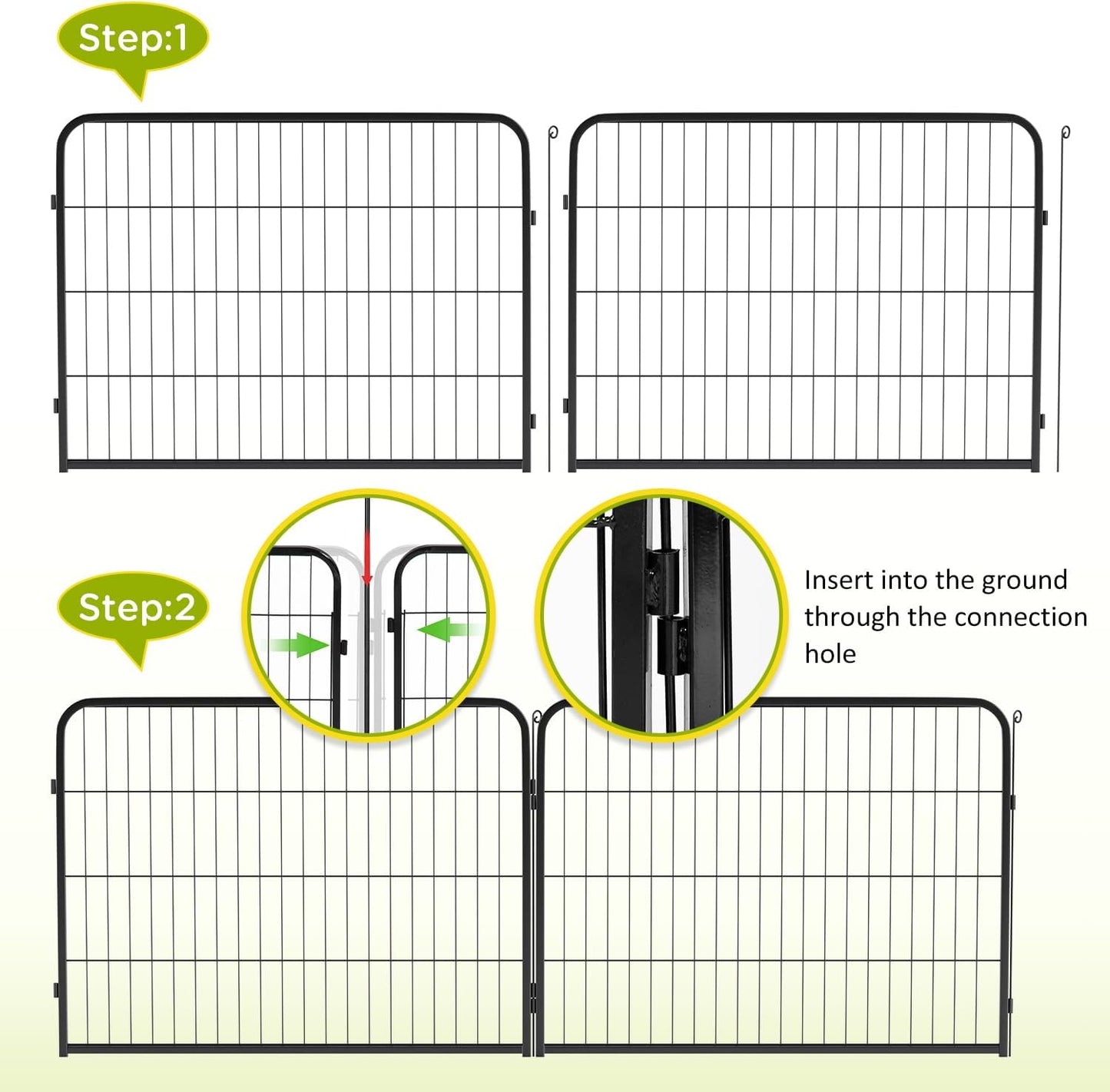 BestPet | Dog Playpen | 24 Inch, 12 Panels | Heavy Duty Metal Pet Exercise Pen | Indoor Outdoor Fence Panels | Rust-Resistant, Removable, Tool-Free Setup | Anti-Skid, Expandable Design