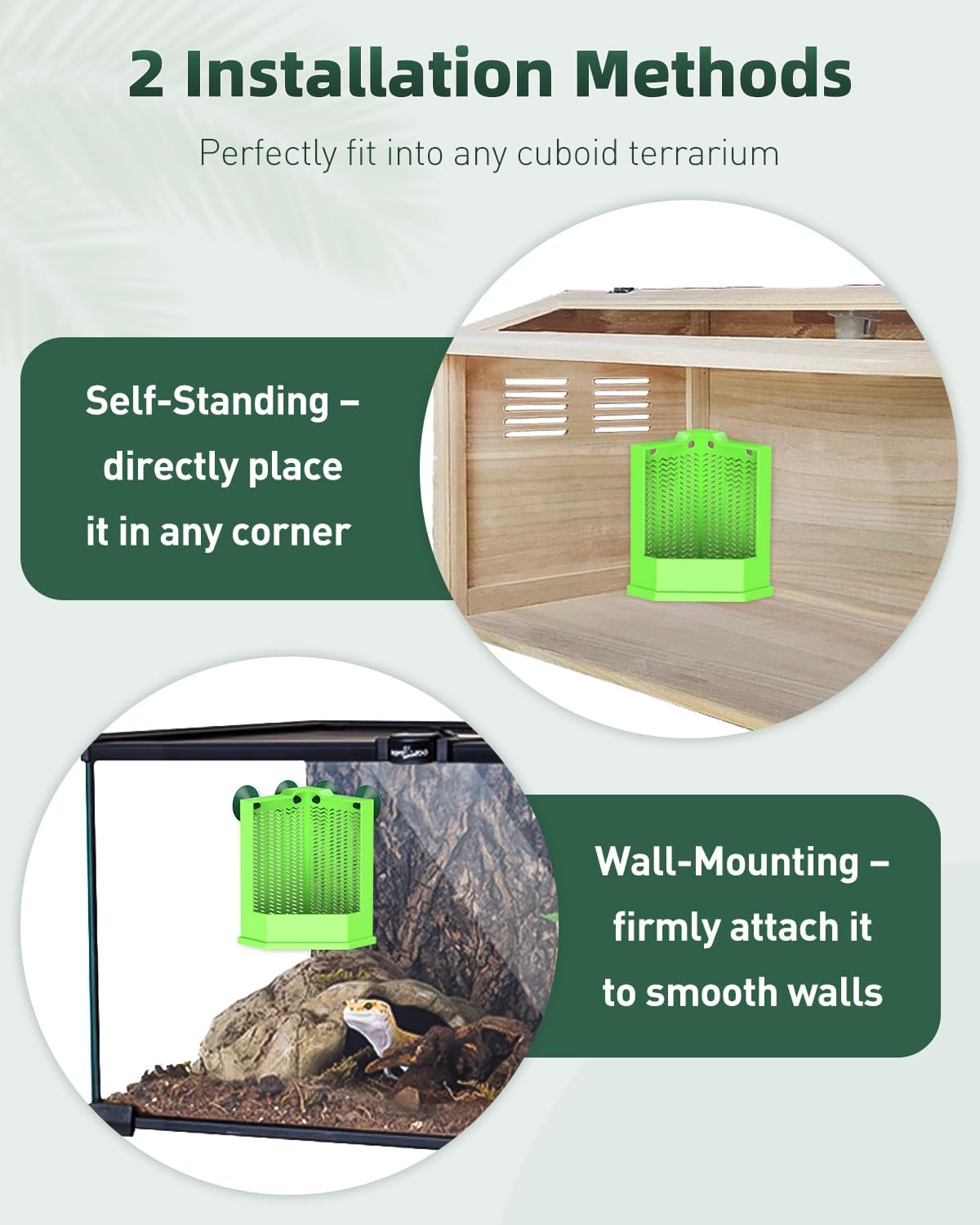 Pawfly Reptile Feeder Bowl - Escape-Proof Corner Hunting Dish, Wall-Mounted Insect Feeder for Bearded Dragons, Chameleons, Geckos, Frogs & Lizards with Suction Cups