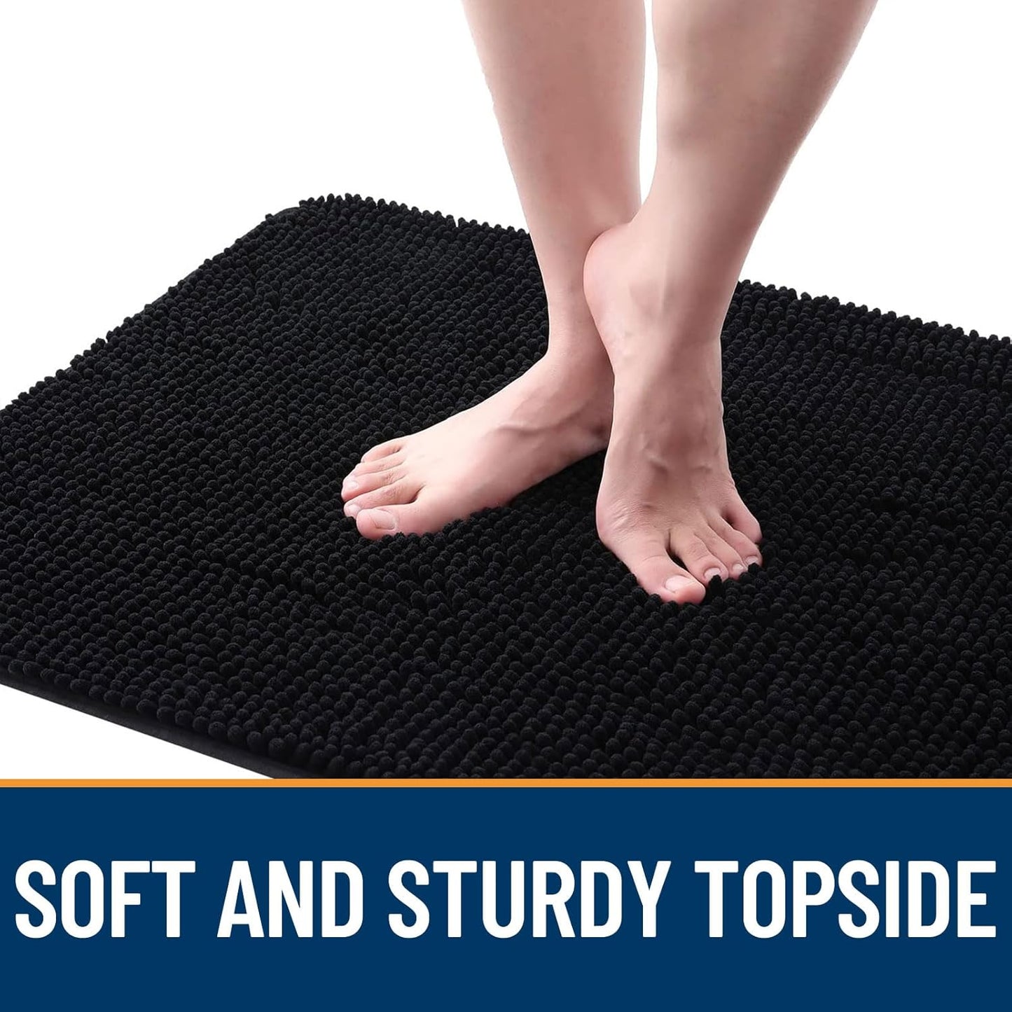 OLANLY Dog Door Mat for Muddy Paws 59x32, Absorbs Moisture and Dirt, Absorbent Non-Slip Washable Doormat, Quick Dry Chenille Mud Mat for Dogs, Entry Indoor Entryway Carpet for Inside Floor, Black