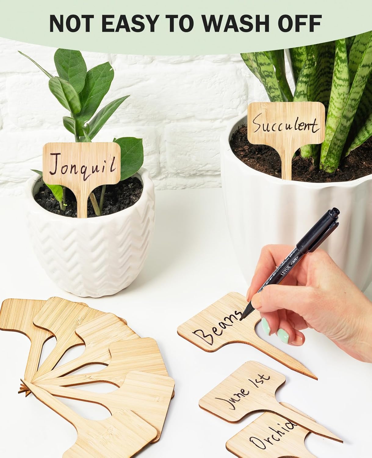 Homenote Bamboo Plant Labels 100Pcs Plant Tags for Seedlings T-Type Tags for Plants Outdoor Garden Markers Vegetable Seedling（2.36 * 4“