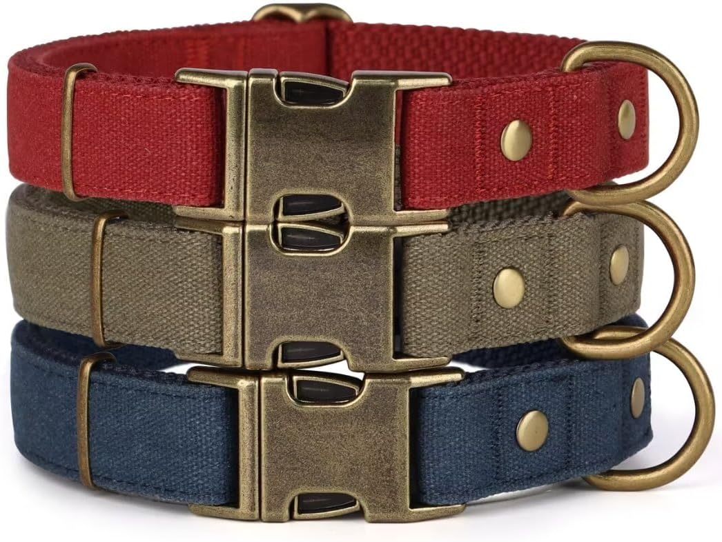 PET ARTIST Dog Collar for Large Dogs, Soft Padded Premium Nylon Dog Collar with Quick Release Metal Buckle, Durable & Adjustable Pet Collars for Boy Gifts, Green, L (Fit 15-22")